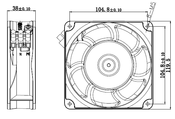 Leipole 120x120x38mm High-Efficiency Axial Cooling Fan