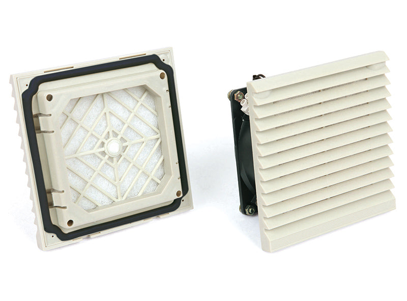 FKL6621 Filter Fan Unit | 116.5×116.5 mm, 230V AC / 115V AC / 24V DC | Cabinet Filter Fan, RAL7035 / RAL7032